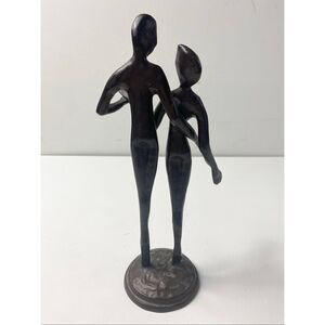 Vintage MCM Abstract Dancing Couple Metal Sculpture 10” Bronze Tone